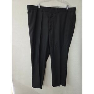 CM Silver Edition Men Black Flat Front Dress Pants Slacks 50x32 Polyester Office
